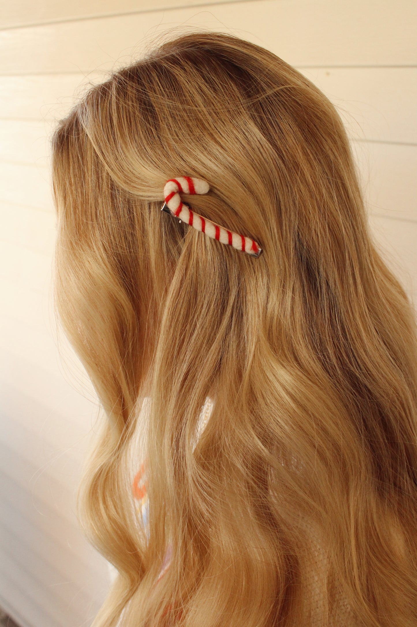 Candy Cane Felt Shape Hair Clip