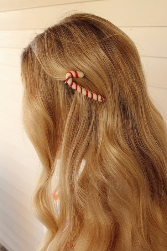 Candy Cane Felt Shape Hair Clip