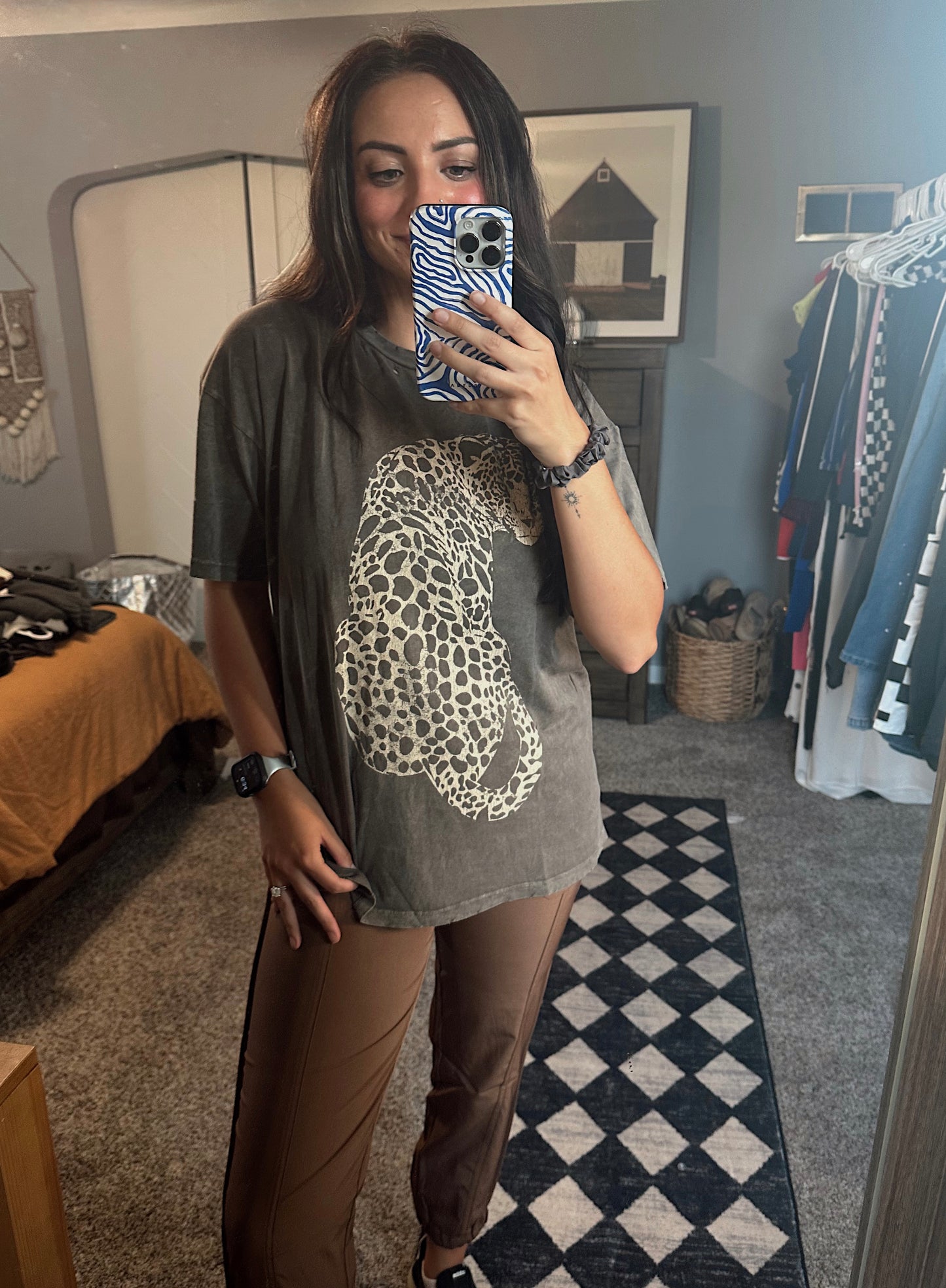 Cheetah Mineral-Washed Oversized Graphic Tee