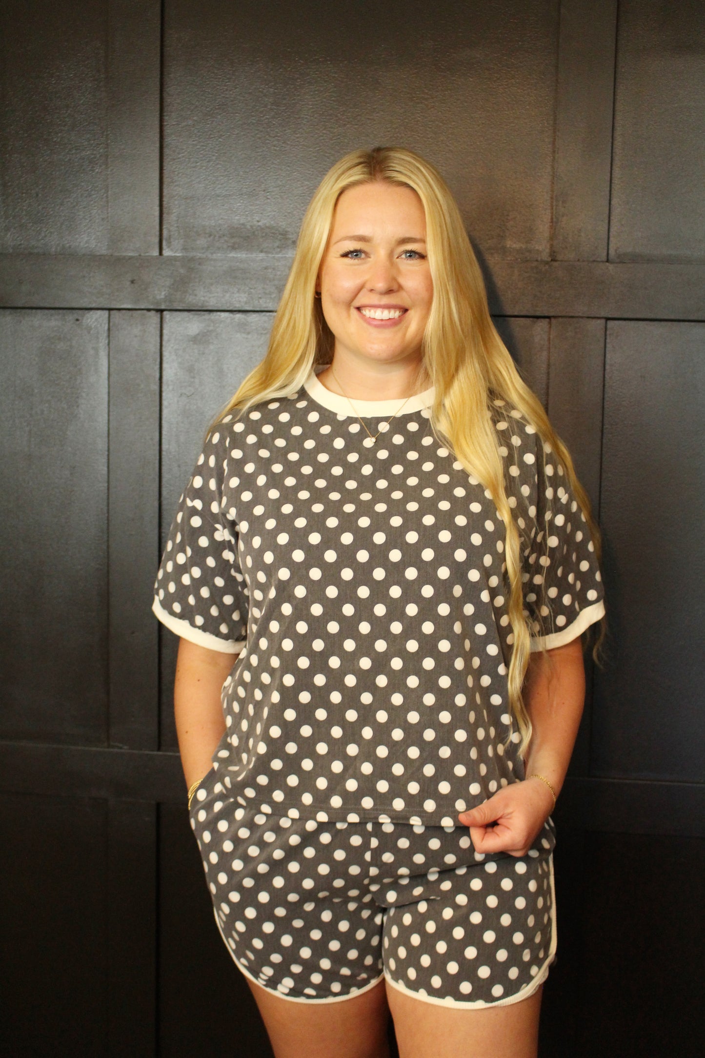 Polka Dots Relaxed Fit Set - Black