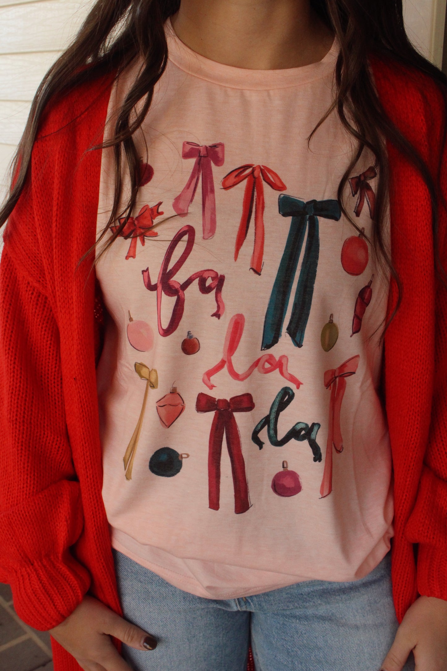 Pink “Fa La La” Graphic Tee