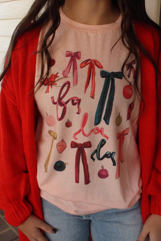 Pink “Fa La La” Graphic Tee