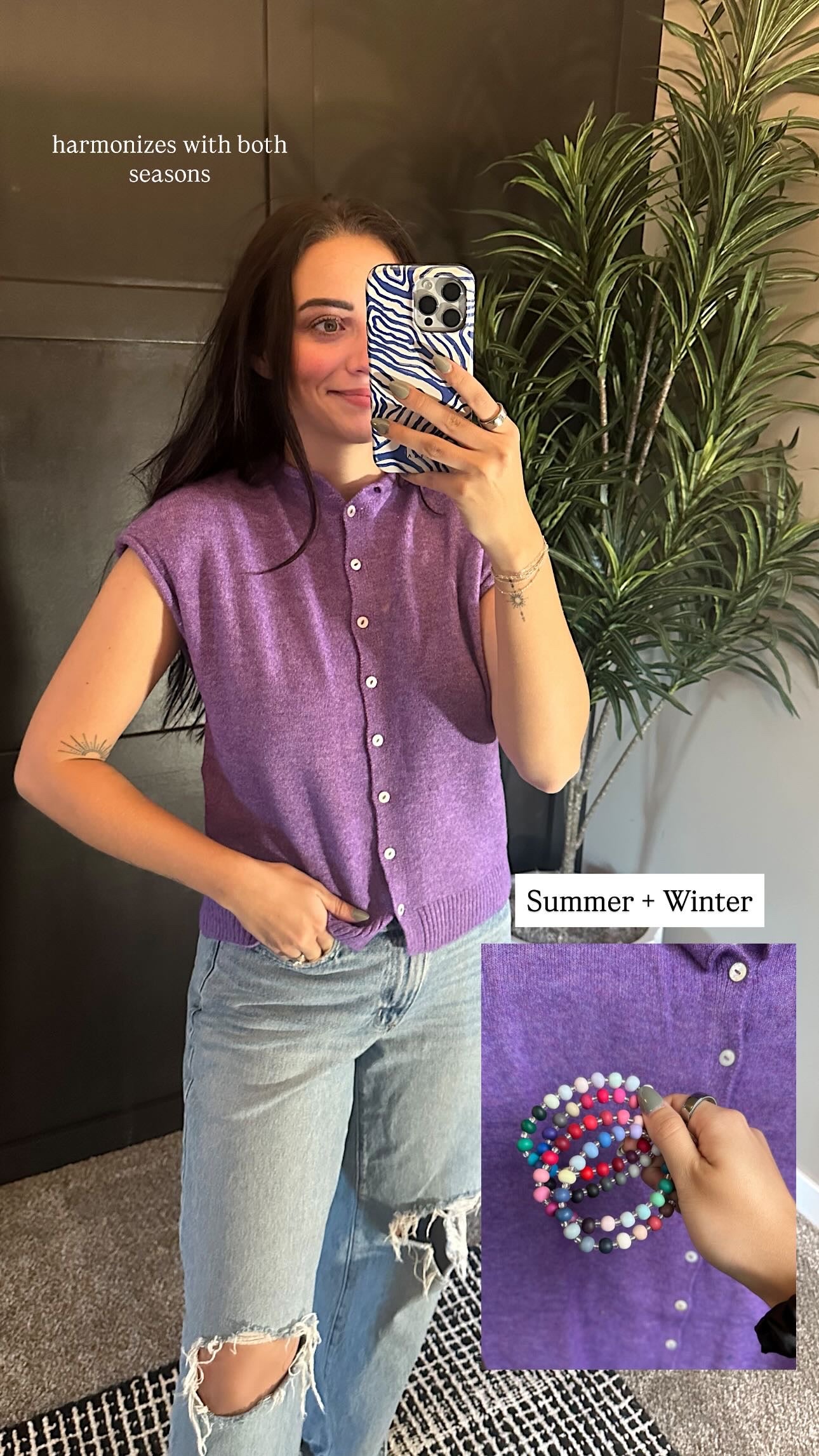 Piper Vest Cardigan: Purple
