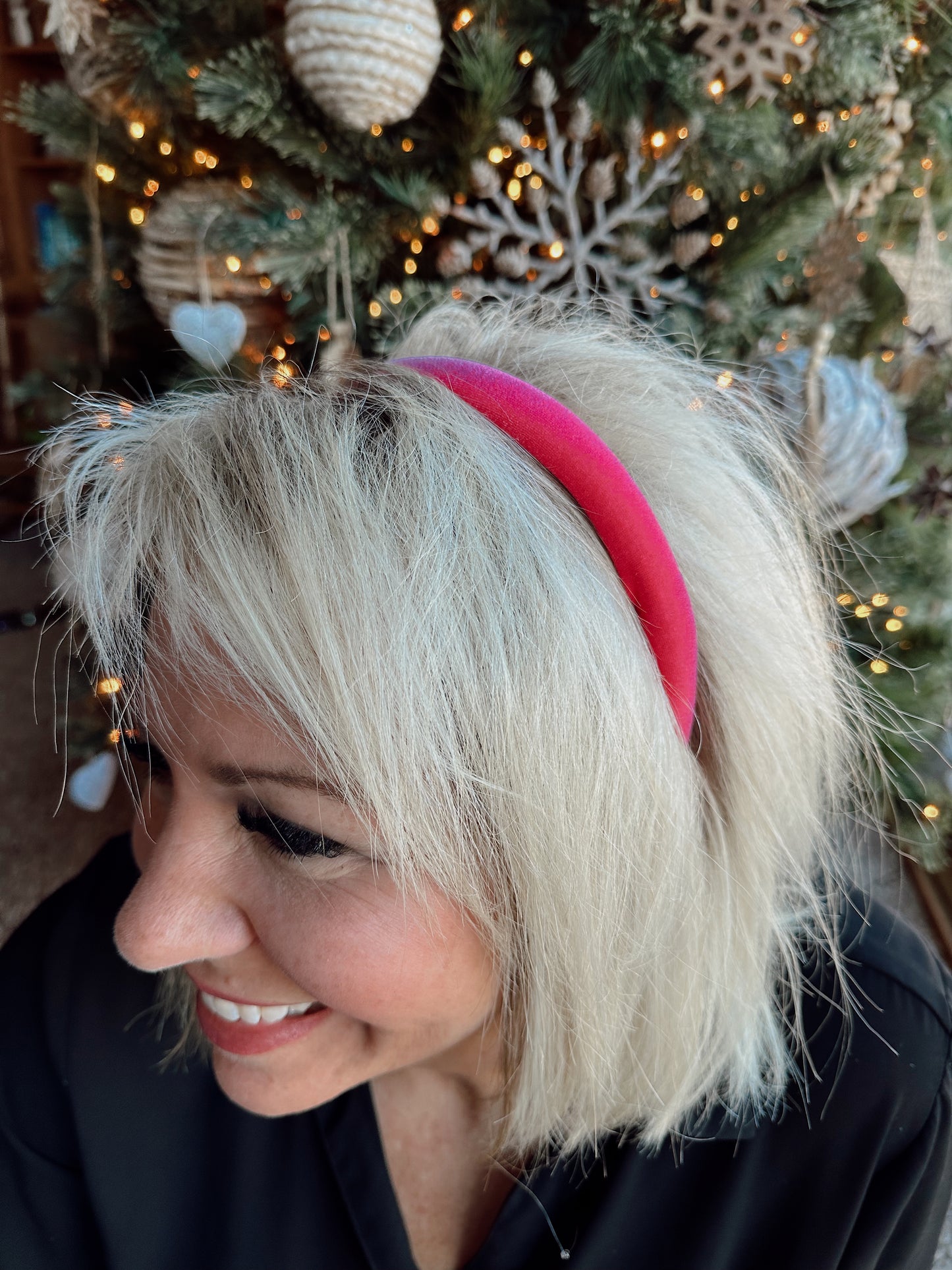 Padded Velvet Headband (Hot Pink)