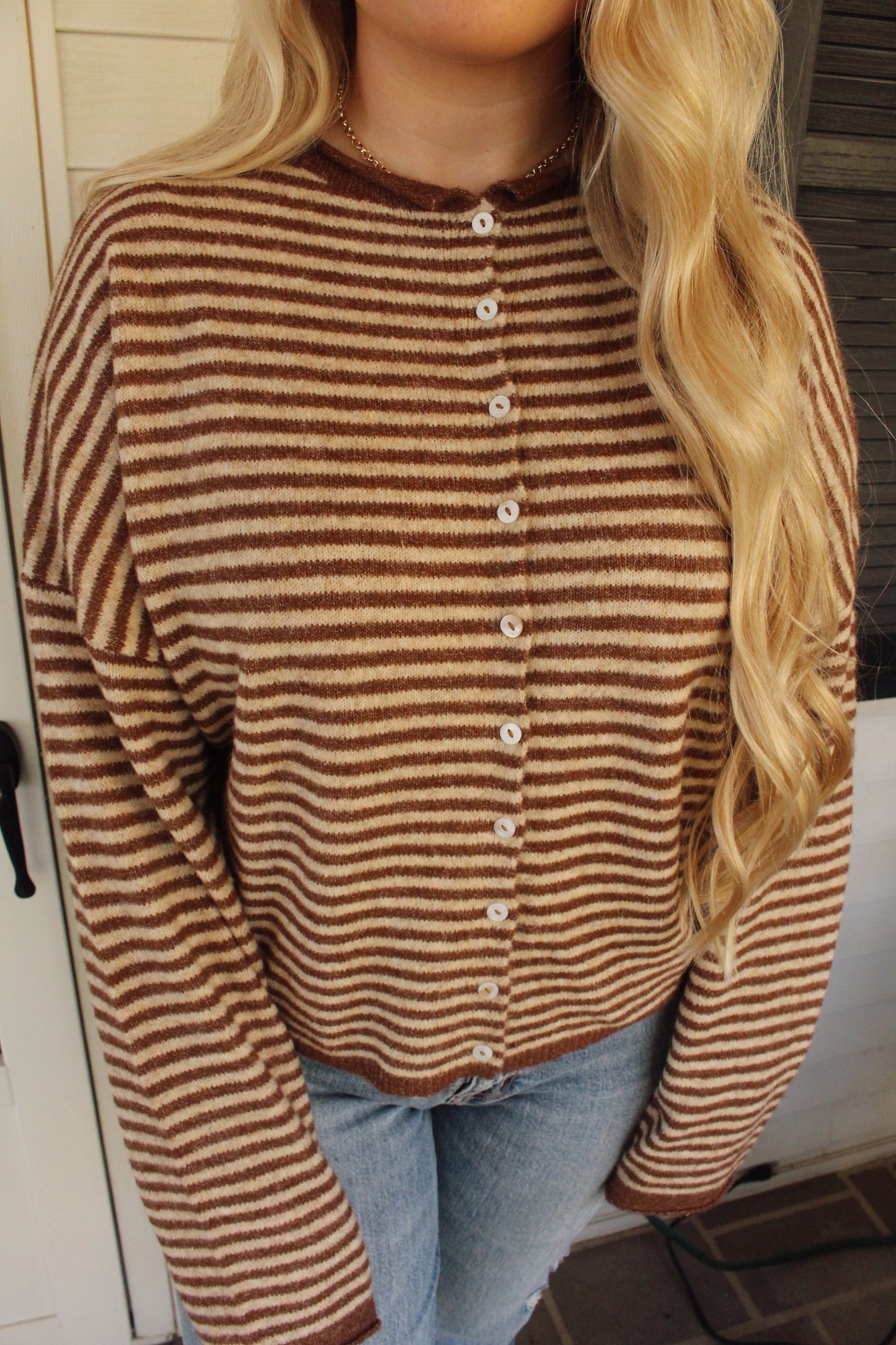 Piper Cardigan - Mini Striped : Brown