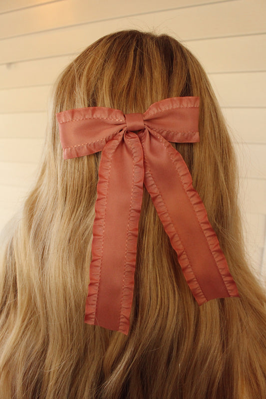 Love Game Frill Bow Hair Clip: Pink
