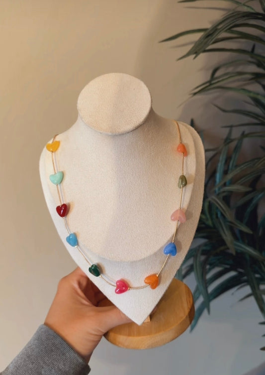 Rainbow Heart Station Necklace