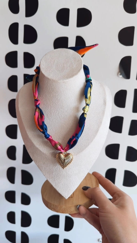 Scarf Bandana Charm Necklace : Aztec Heart