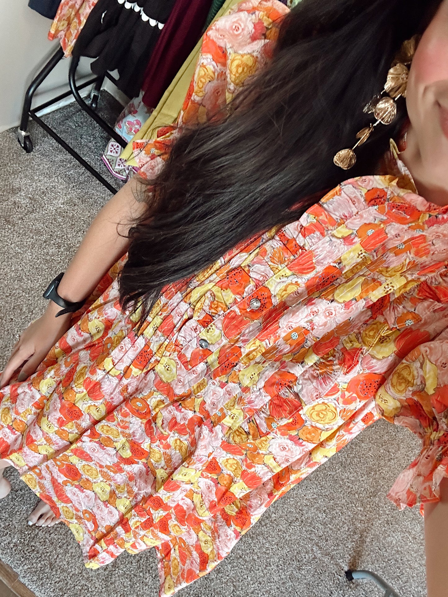 Floral Print Puff Sleeve Mini Dress