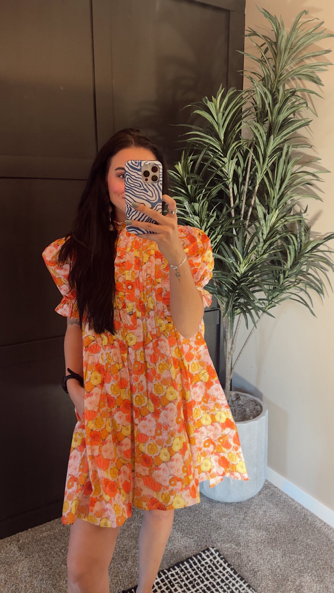 Floral Print Puff Sleeve Mini Dress