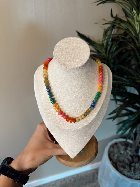 Colorful Round Beaded Necklace: Multi
