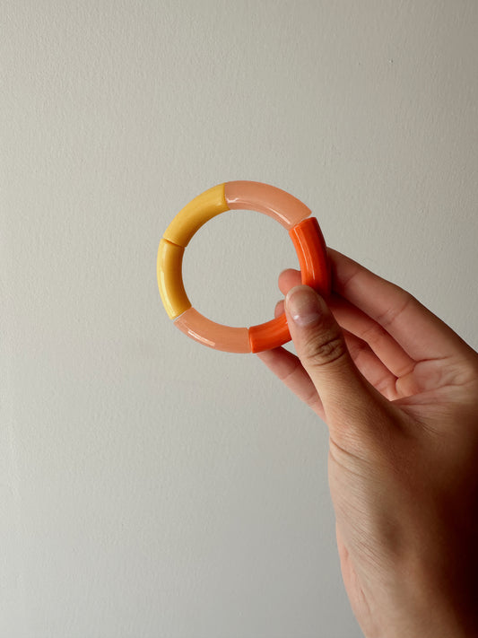 Acrylic Tube Bracelet - Orange Mix