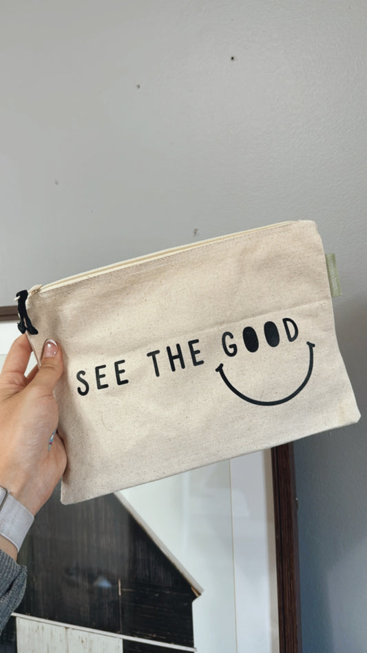 See the Good Large Canvas Zipper Pouch: See the Good