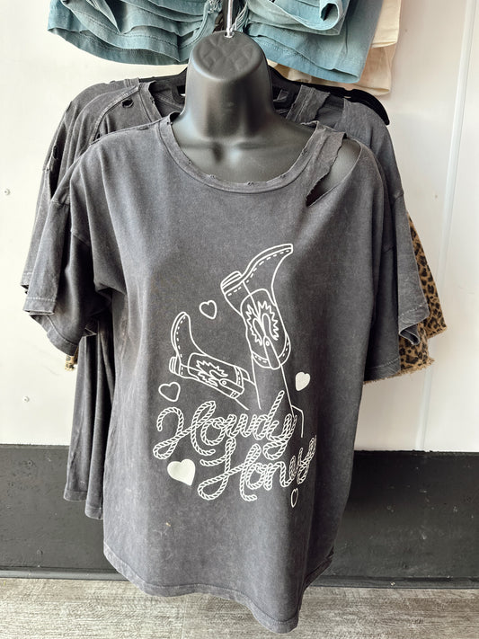 Howdy Honey Western Slashed Graphic Tee