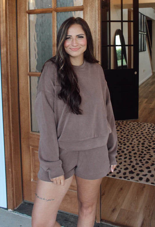 Cloud Knit Lounge Shorts (Chocolate)