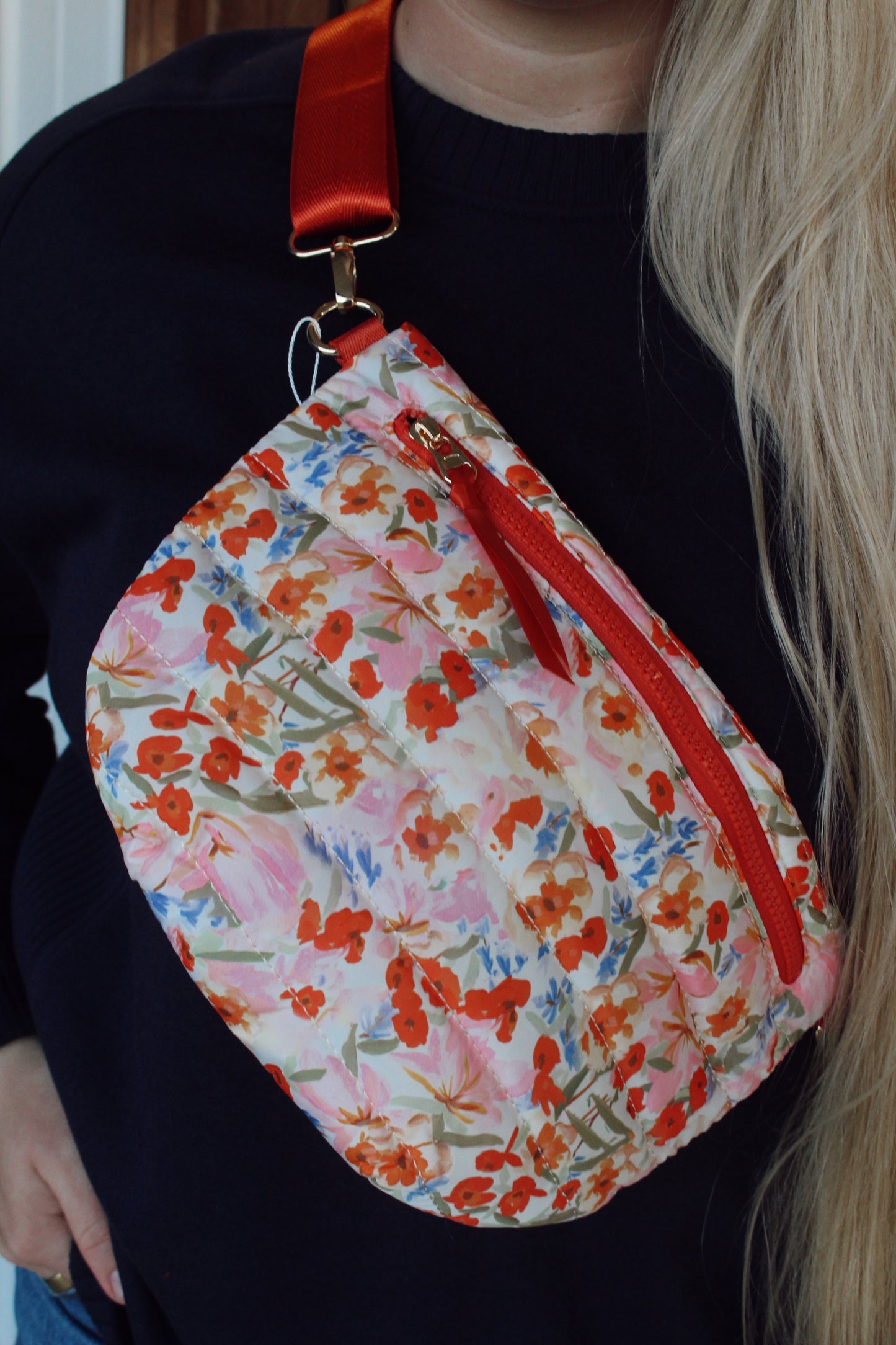 Jolie Puffer Belt Bag : Mango Floral Watercolor