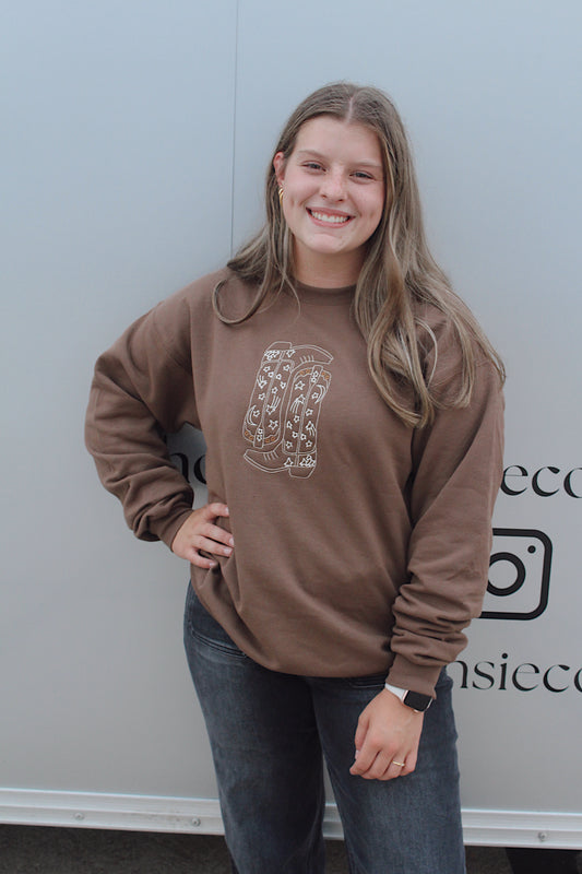 Embroidered Cowgirl Boots Sweatshirt