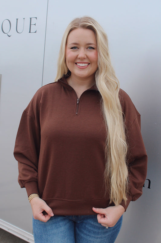 Scuba Half Zip Pullover : Brown