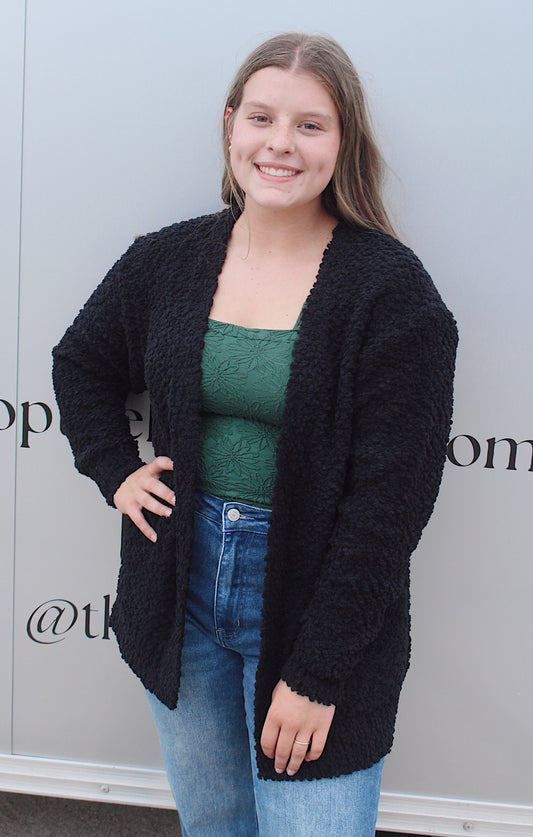 Popcorn Cardigan: Black