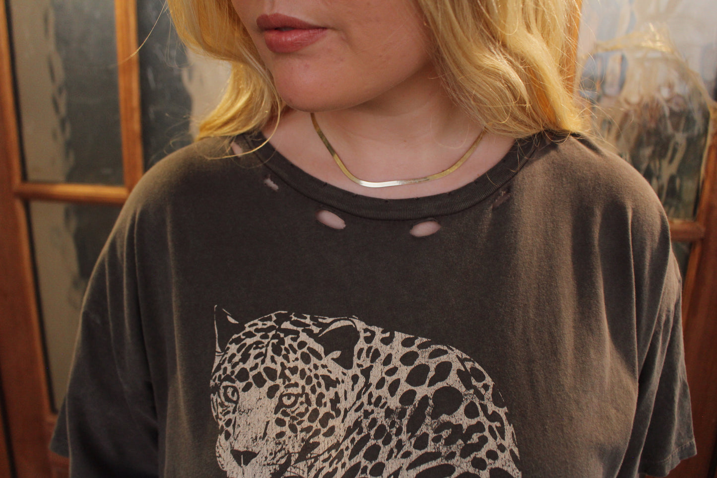 Cheetah Mineral-Washed Oversized Graphic Tee