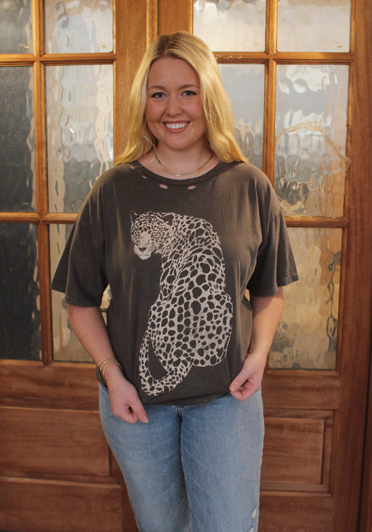 Cheetah Mineral-Washed Oversized Graphic Tee