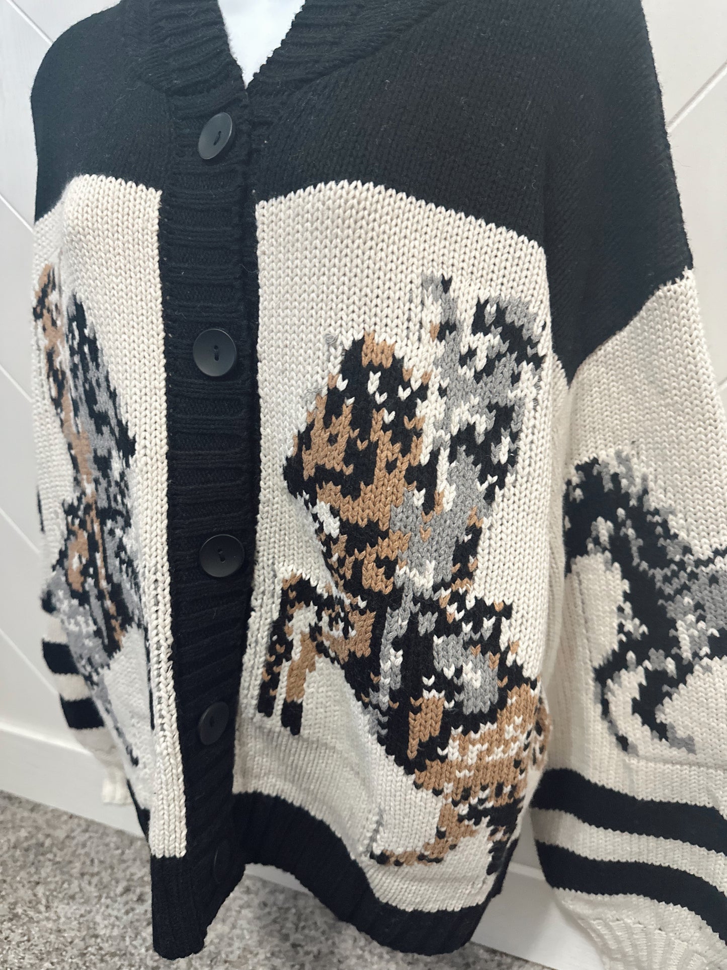 Horse Pattern Hooded Cardigan