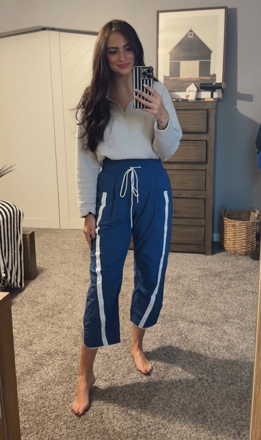 Racer Stripe High-Waisted Knit Pants