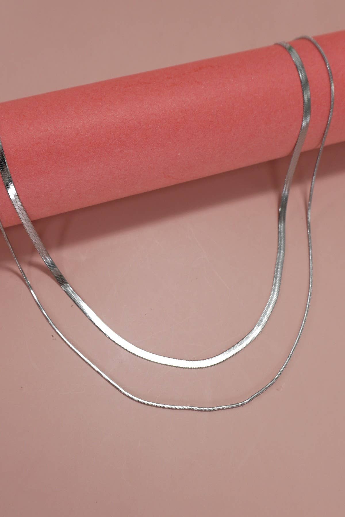 Layered Herringbone Necklace : Silver