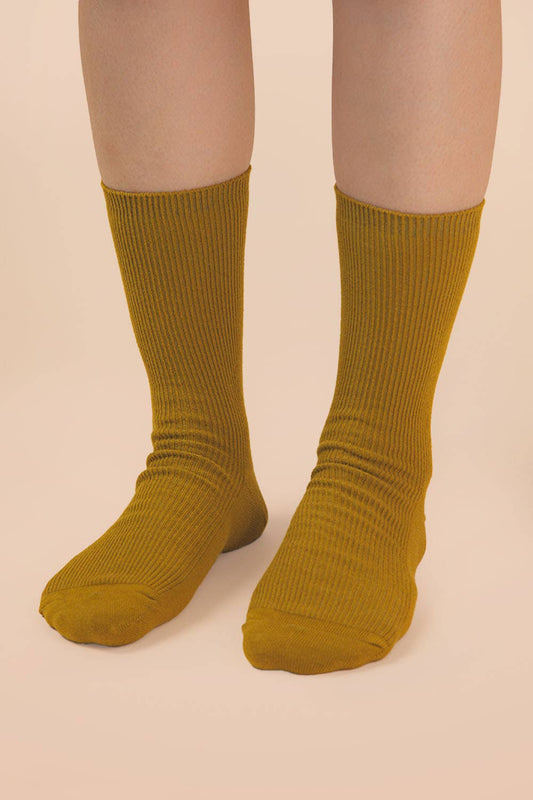 Ribbed mock socks: Olive