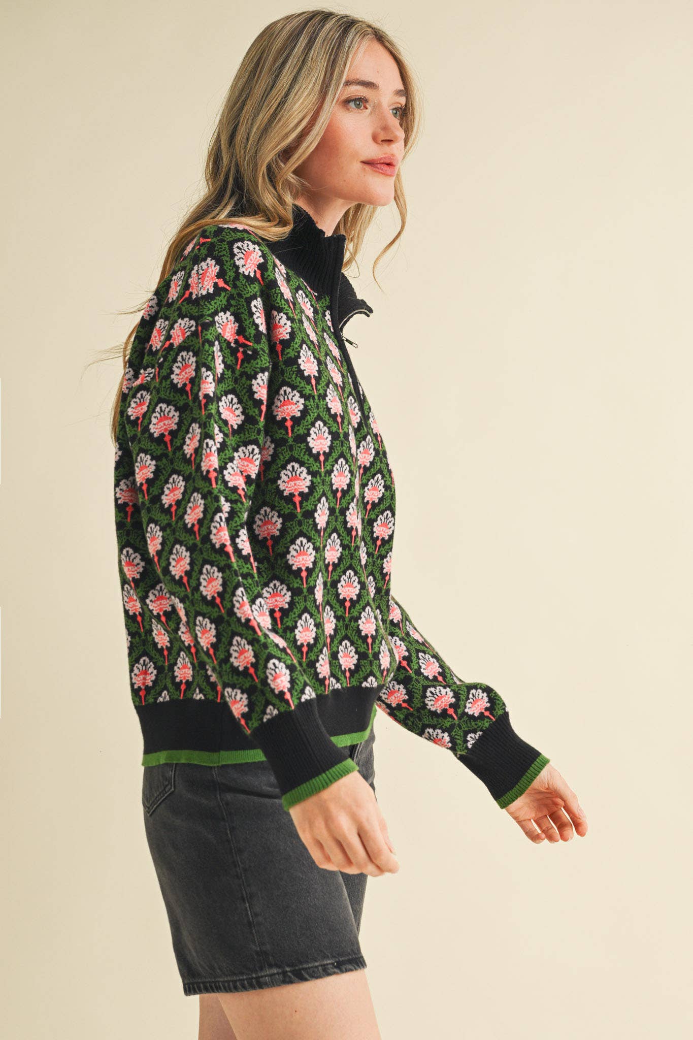 Candice Floral Mock Neck Sweater