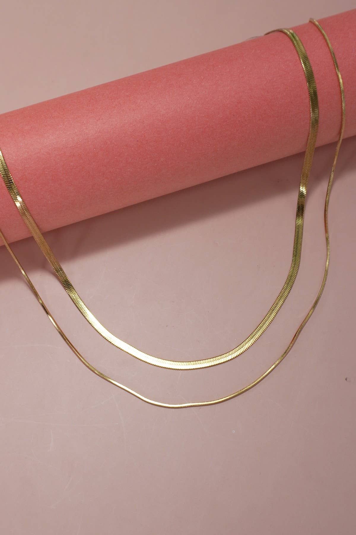 Layered Herringbone Necklace : Gold