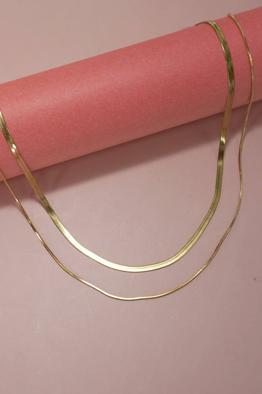 Layered Herringbone Necklace : Gold