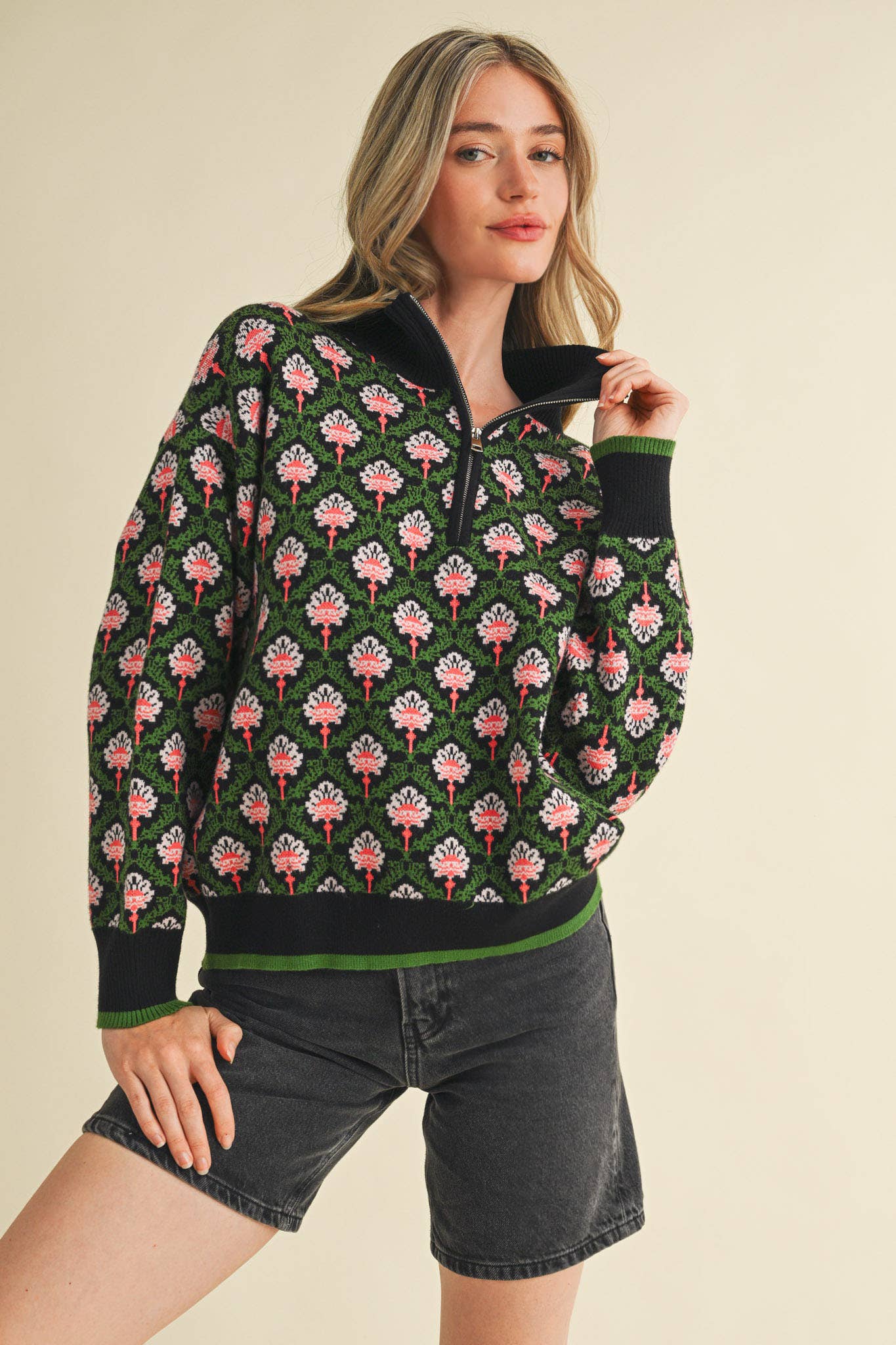 Candice Floral Mock Neck Sweater