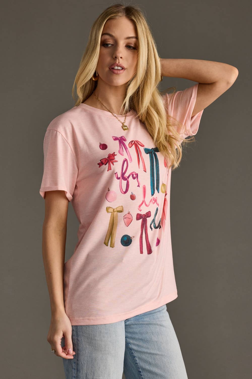 Pink “Fa La La” Graphic Tee