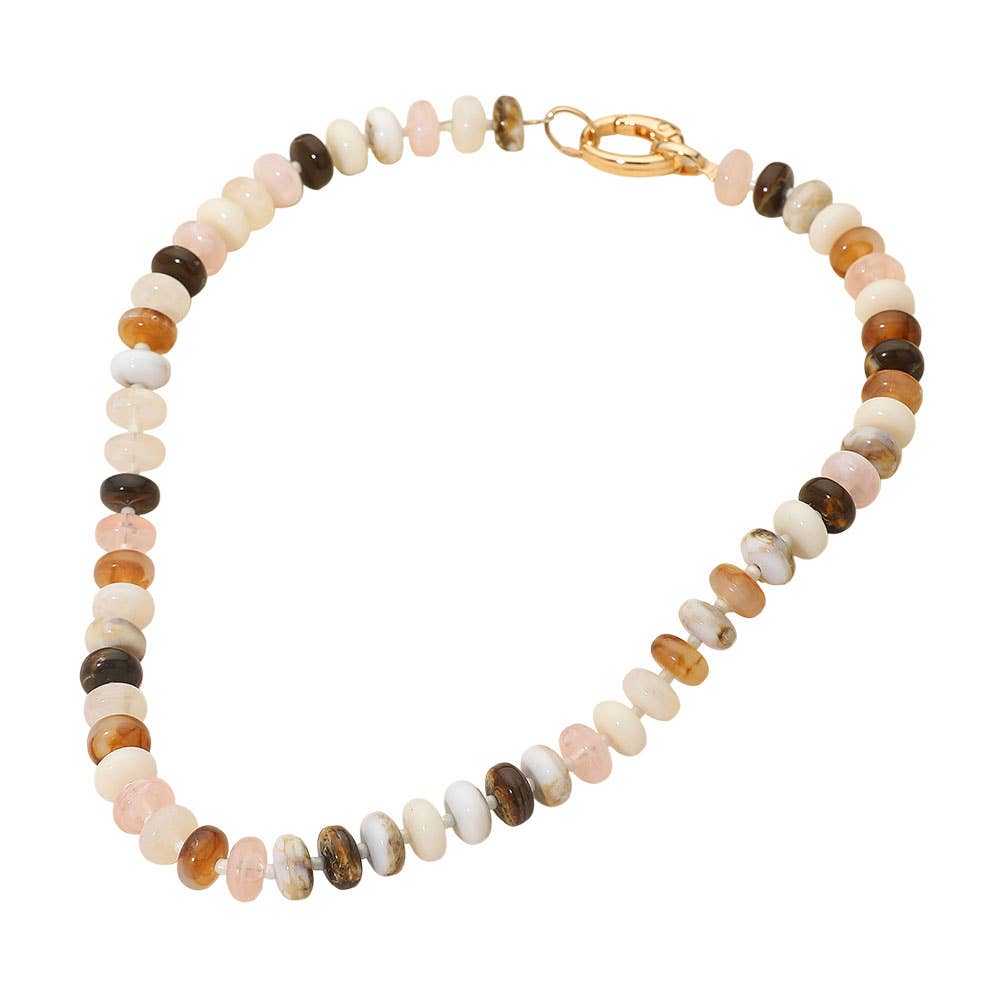 Chunky Multicolor Resin Flat Disc Beaded Necklace: Teal