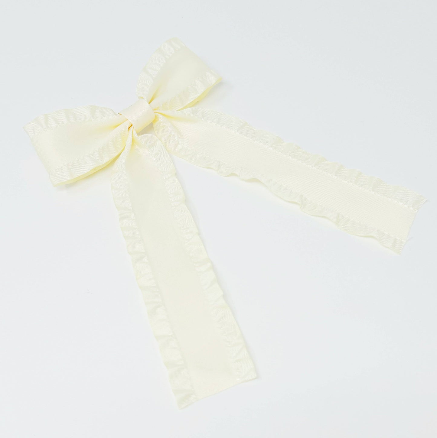 Love Game Frill Bow Hair Clip: Beige