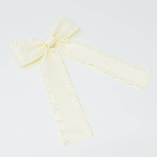 Love Game Frill Bow Hair Clip: Beige