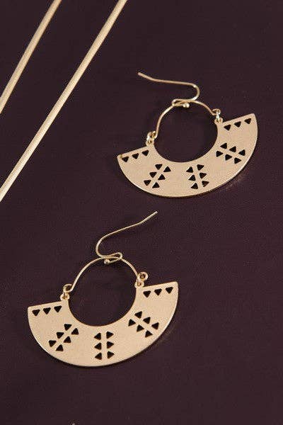 Aztec Boho Drop Earrings : Gold