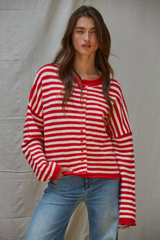 Layla Cardigan: Red Ivory