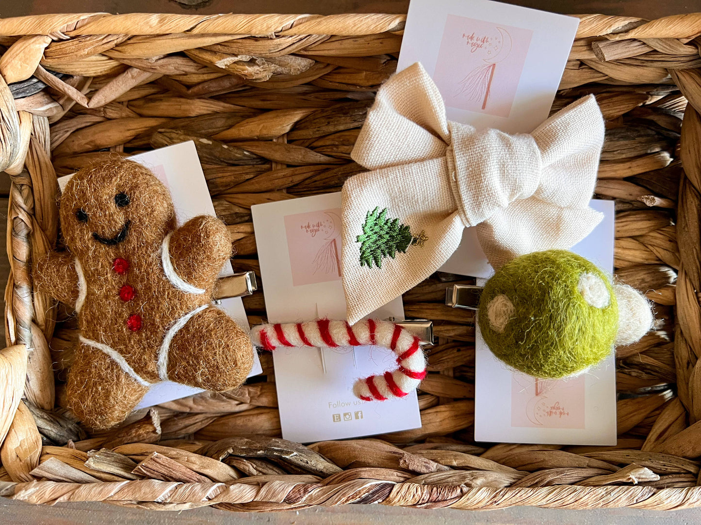Candy Cane Felt Shape Hair Clip