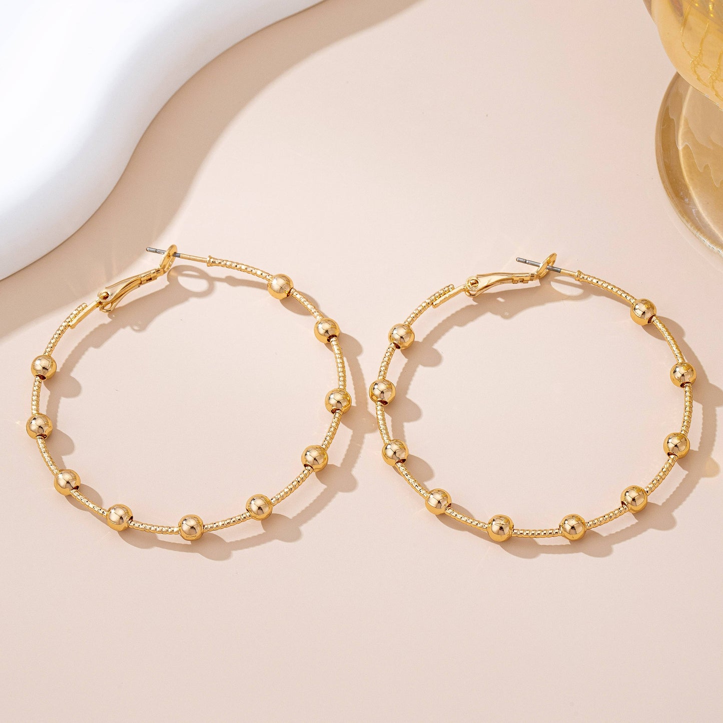 Beaded Gold Hoop Earrings