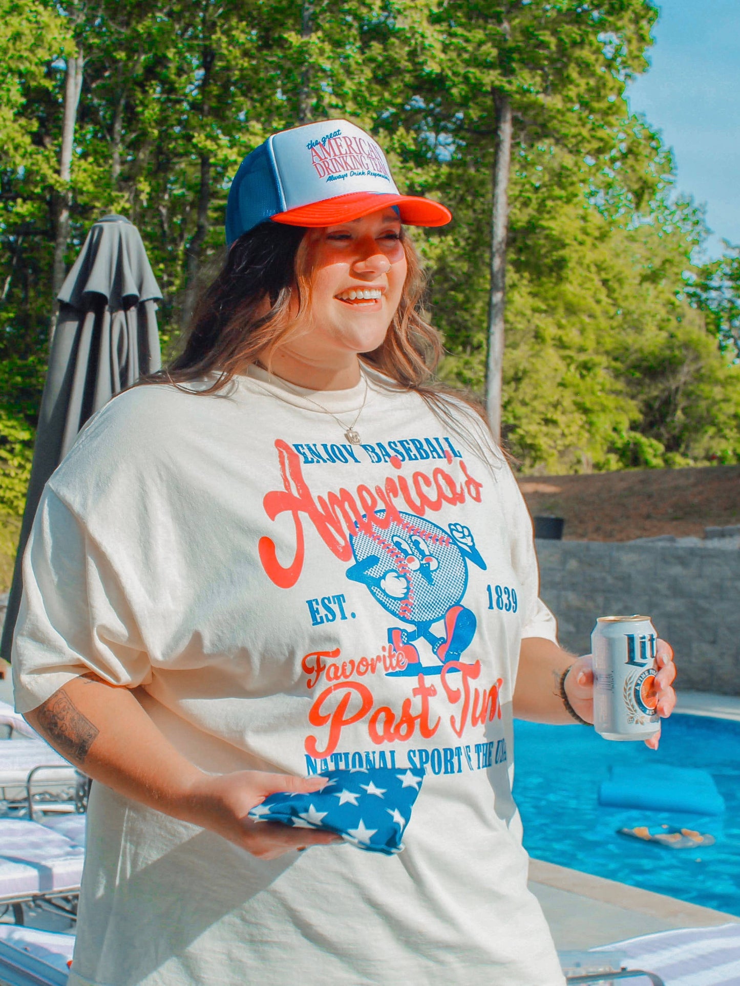 America's Favorite Pastime, Baseball Boxy Cotton Tee - Ash Grey