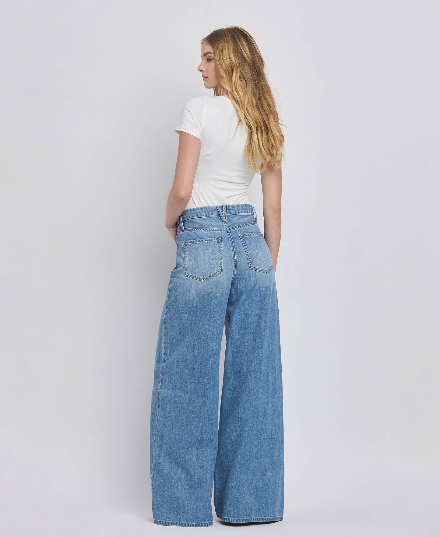 Super High Rise Wide Leg Jeans- Vervet by Flying Monkey