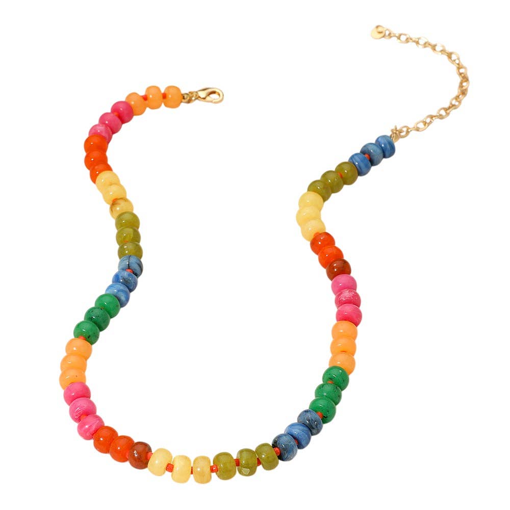 Colorful Round Beaded Necklace: Multi