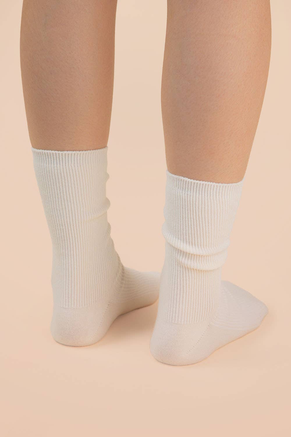 Ribbed mock socks: Cream