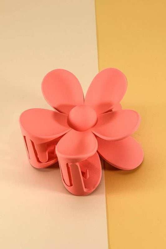 Matte Flower Claw Clip : Peachy Coral