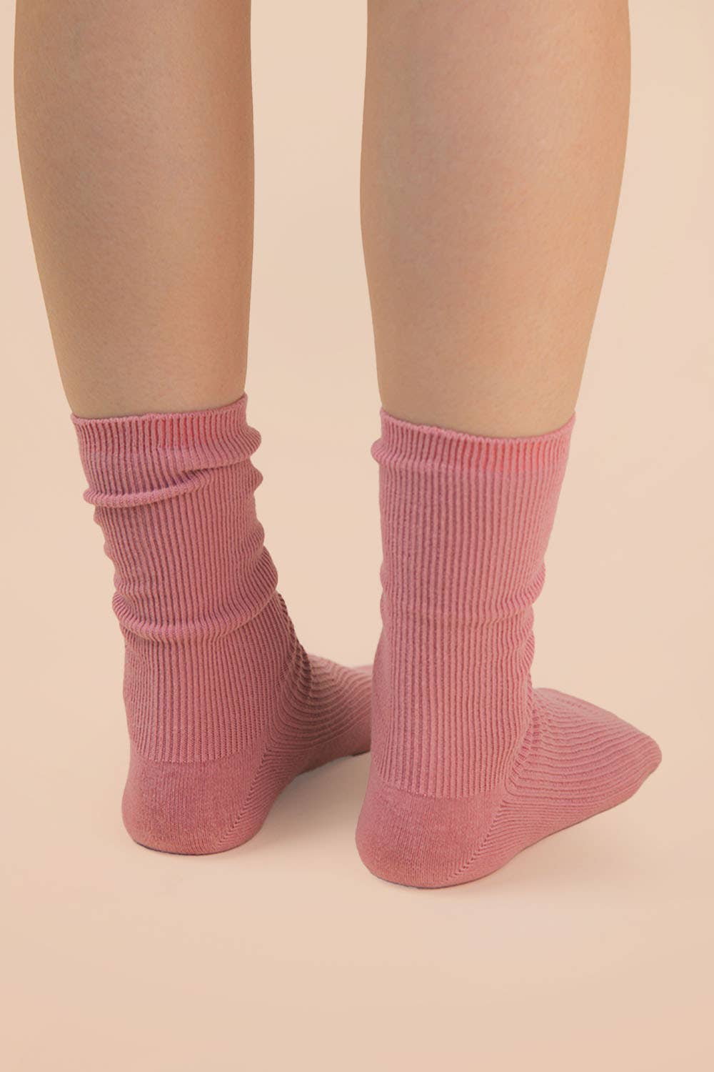 Ribbed mock socks: Cream