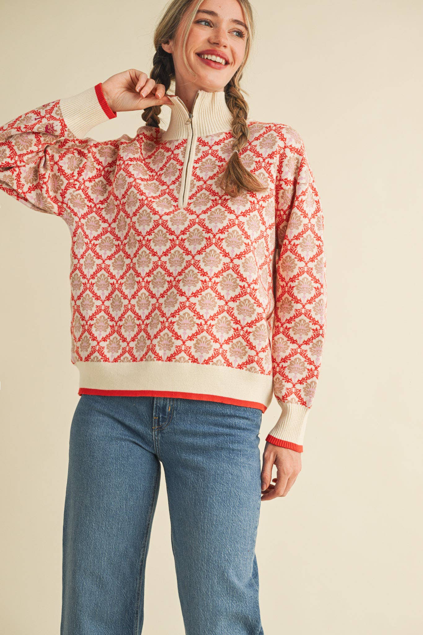 Candice Floral Mock Neck Sweater
