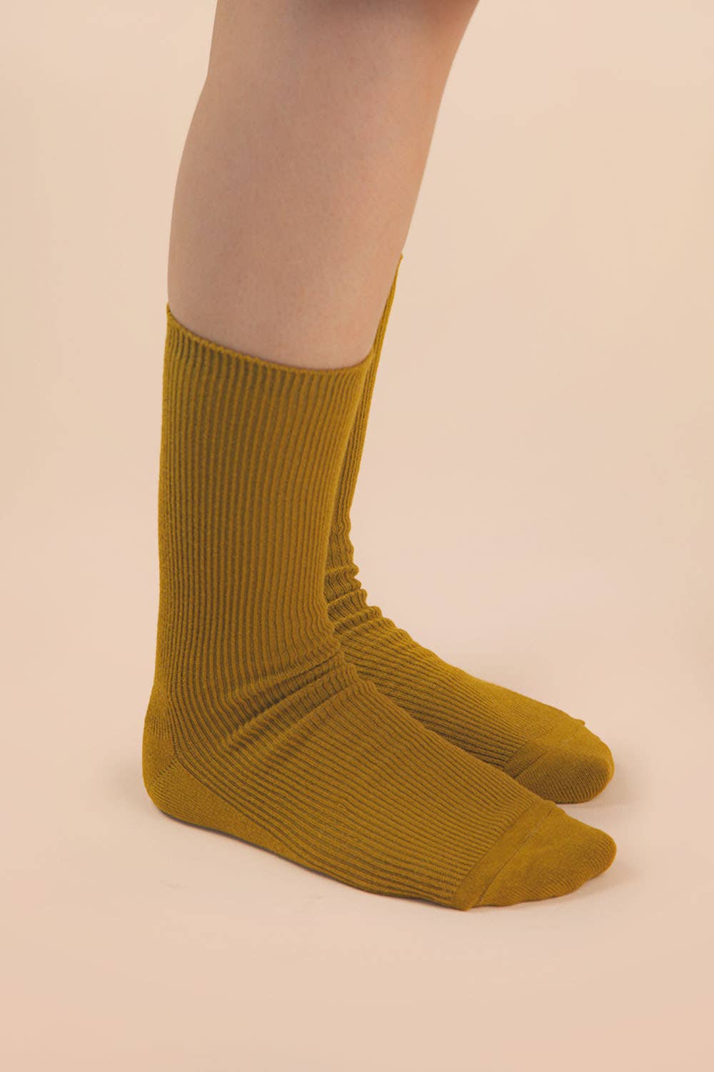 Ribbed mock socks: Cream