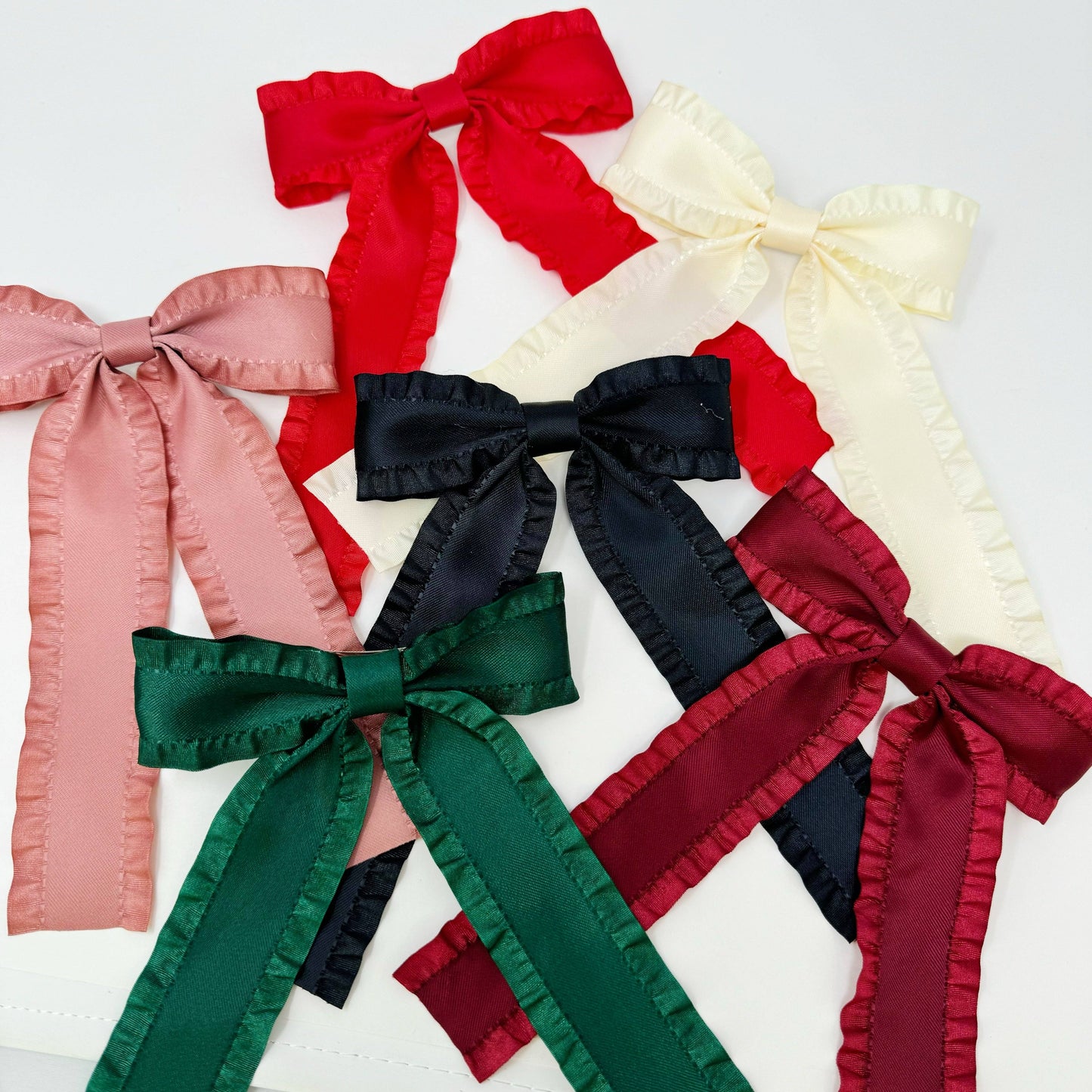 Love Game Frill Bow Hair Clip: Beige